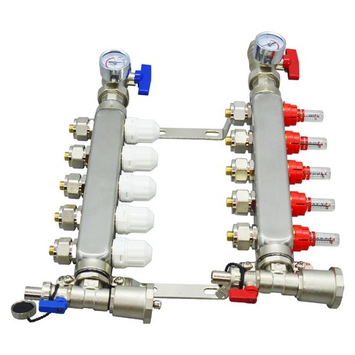 1/2" Stainless Steel Floor Manifold PEX Manifold Heating Radiant Floor 5-Branch - Picture 6 of 19