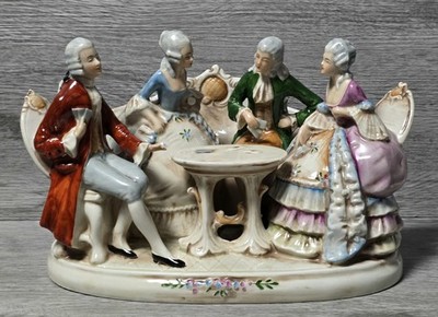 Antike Grafenthal Germany Porzellan Figur, Personengruppe Spielkarten