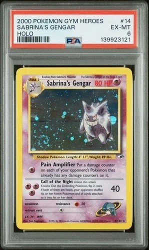 POKEMON SABRINA'S GENGAR 2000 GYM HEROES #14 HOLO PSA 6 *SWIRL*