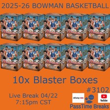 WASHINGTON WIZARDS 2025-26 BOWMAN BASKETBALL - 10x Blaster Box - LIVE BREAK 3102