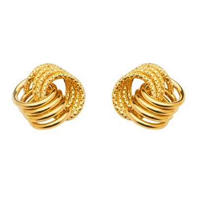 Damen Mädchen 14k Gelbgold ausgefallene Liebesknoten Ohrringe mit Push Back Mode