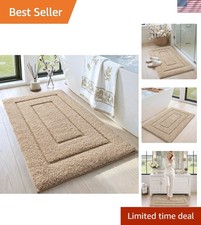 Soft Absorbent Microfiber Bath Mat 24x16, Elegant Non-Slip Design for Bathrooms