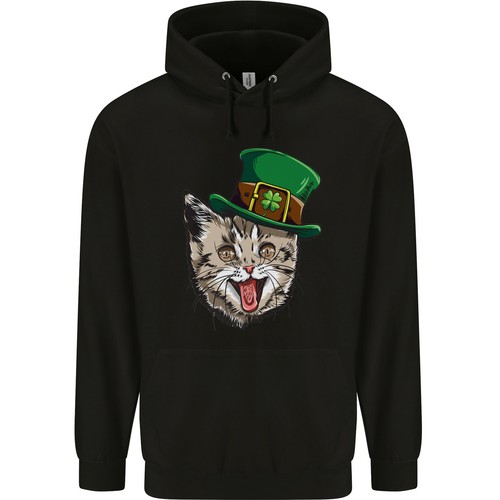 Sudadera Divertida De Gato Irlandés Para Hombres 80% Algodón De San Patricio