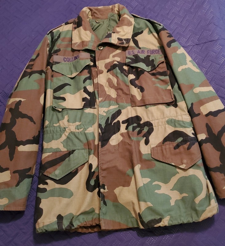EXC US AIR FORCE COLD WEATHER LINED FIELD COAT WOODLAND CAMOUFLAGE SZ MEDIUM REG