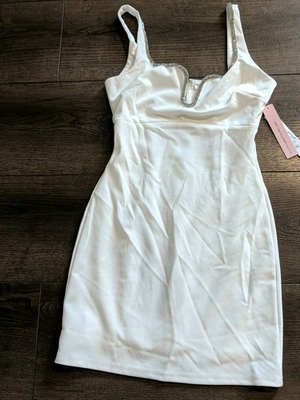 #ad NWT Aqua Embellished Tank Dress Ivory sz XS $42.99