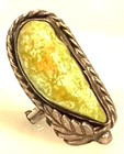 Vtg NAVAJO STERLING SILVER LARGE GREEN TURQUOISE RING SZ 5.25