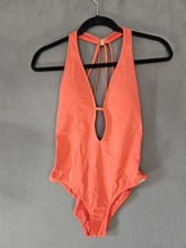 Jets Swimwear Australia Womens Medium One-Piece Deep Vneck Straps Coral