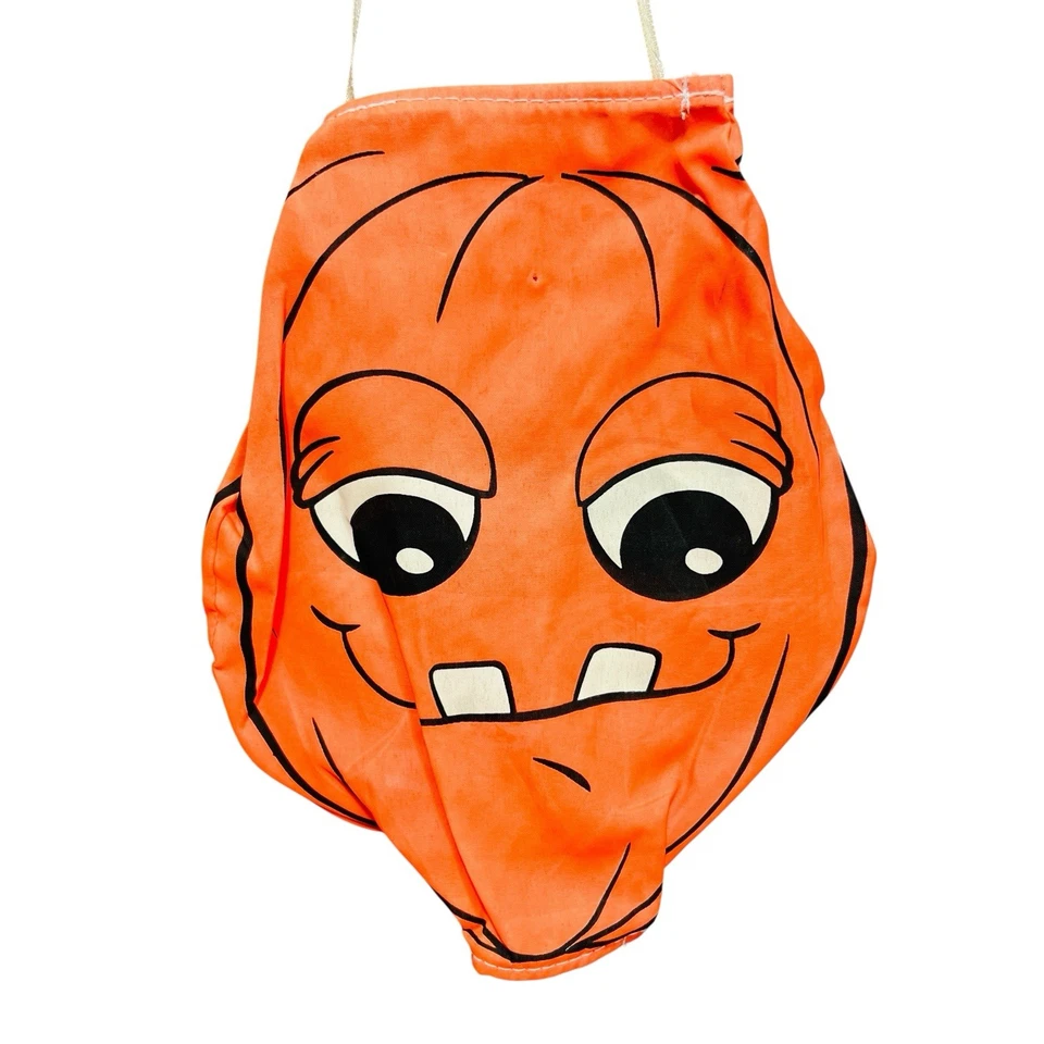 Pair VTG Halloween Jack O Lantern Hanging Wind Sock Lantern Silly Face 10” READ - Image 3 of 4