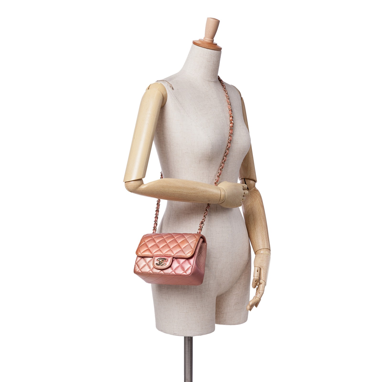 Authenticated Chanel Mini Square Iridescent Calfs… - image 11