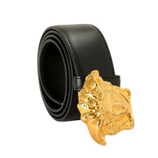 Versace Black 100 Leather Gold Medusa Head Decorated Belt US 24 IT 60