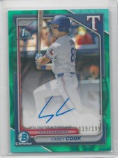 2024 Bowman Draft Casey Cook Chrome Auto Aqua Lava Refractor 1st 119/199 Rangers