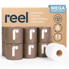 Reel Bamboo Toilet Paper - 12 Rolls of Toilet Paper - 3-Ply Made from