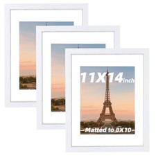 3 Pcs 11x14 White Picture Frame - Display Pictures 8x10 with Mat or 11 x 14 w...