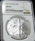 2015 American Eagle Silver ---- MS-69 NGC Graded Coin ---- #628C
