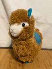 Kellytoy Brown Llama Alpaca Plush Stuffed Animal 11" Shaggy Teal Saddle Toy