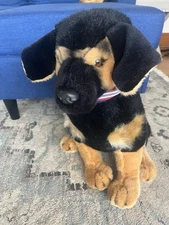 FAO Schwarz Large German Shepherd Puppy Dog Plush Stuffed Sitting 20” Life Like