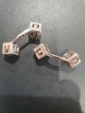 HERMES Cufflinks SV925 Logo Cube Silver AG925