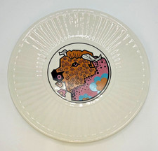 1970 Beefeater English Ironstone GROOVY Psychedelic Bull 7" Plate Vintage BBQ C