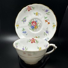 Tuscan Fine Bone China 'Bouquet' Vintage Floral Teacup and Saucer, England