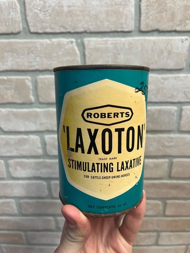 Vintage Roberts Laxoton Cattle & Swine Laxative Veterinary Can