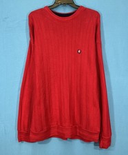 Vtg 90s CHAPS RALPH LAUREN Men's RED HERRINGBONE KNIT Logo PREPPY USA Sweater L