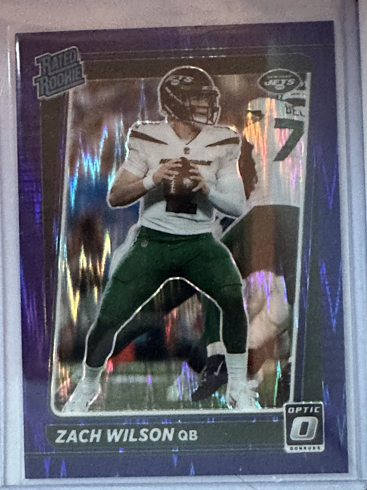 2021 Panini Donruss Optic - Rated Rookie Zach Wilson #202 Purple Shock Prizm RC