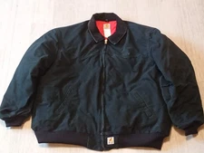 VTG Carhartt J13 Blk Black Santa Fe Jacket Red Quilt Lined USA Made Workwear 3XL