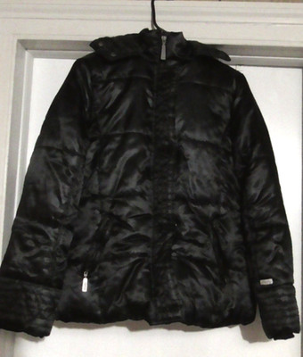 Union Bay Womens Medium Black Down Jacket with Hood Quilted Puffer