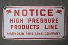 ORIGINAL VINTAGE PORCELAIN MAGNOLIA PIPE LINE PEGASUS (MOBIL OIL) PORCELAIN SIGN