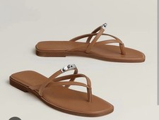 New Hermes Miss Sandal in Leather Brown Naturel Size 39 Kelly Buckle