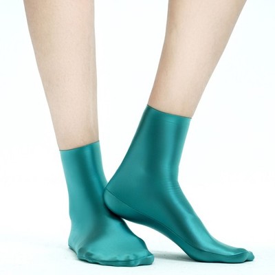 MJINM Women Shiny Glossy Mid-calf Sock Sexy Socks Slim Soft Spandex Boot Socks