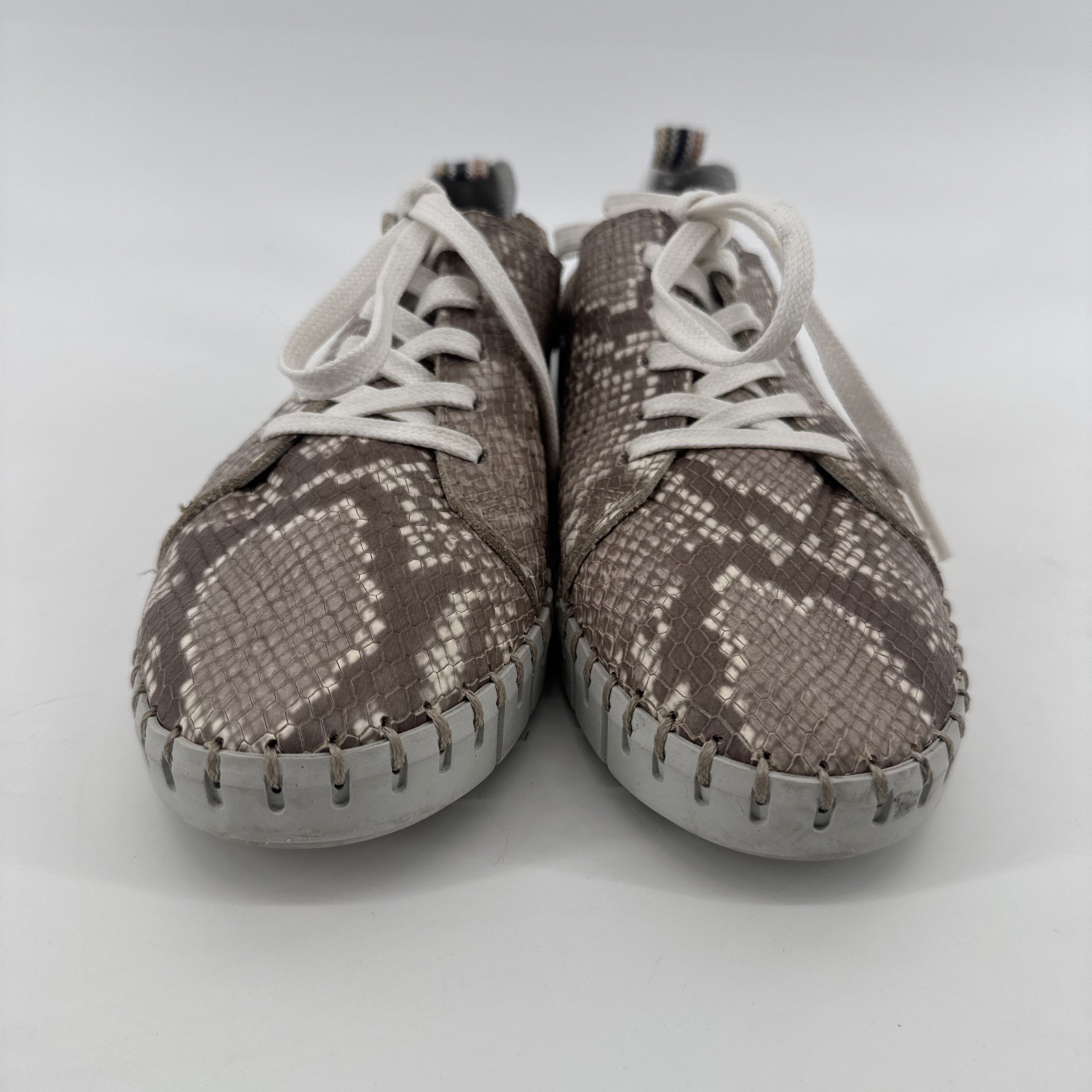Andre Assous Hand Sewn Sneakers Python Print Leat… - image 3