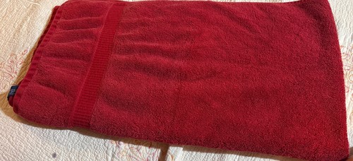 Tommy Hilfiger All American Plush 100% Cotton Bath Towel Solid Red 49x24 - Picture 6 of 14