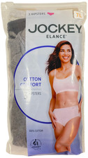 JOCKEY ELANCE 3 hipsters cotton comfort  SIZE 7L  colors : greyish and black 