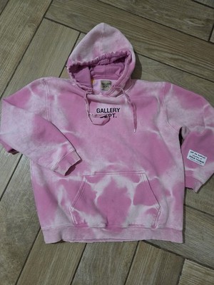 Gallery Dept. Pink Tie Dye Cotton Fleece Hoodie Men's Large Logo Pouch Pocket