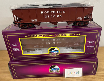 MTH 20-97640 Southern SRR 70-Ton 3-Bay Coal Hopper 2 Pack Train Car Set O Scale