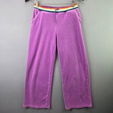 Gap Kids Girls Velour Sweatpants Rainbow Waistband XXL 14-16 Purple Wide Leg
