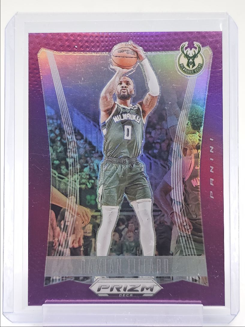 DAMIAN LILLARD 2023-24 PANINI PRIZM DECA BASKETBALL PURPLE BUCKS /99 Q4935