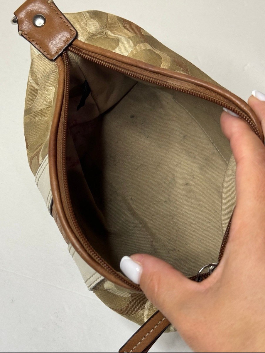 Vintage Y2K COACH Signature C Brown Mini Bag Striped & Zip Closure