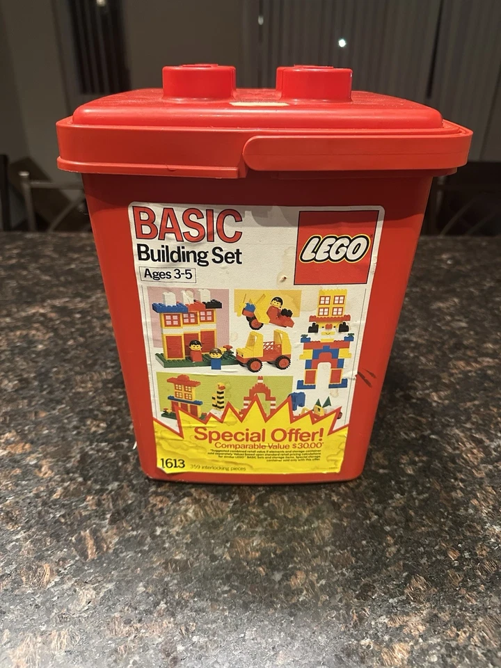 Vintage 1987 LEGO Basic Block Red Bucket Set 1613 - Image 2 of 4