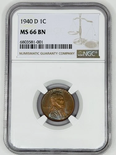 1940-D BN Beautiful Dual Toned Wheat Penny MS-66 NGC High Grade!