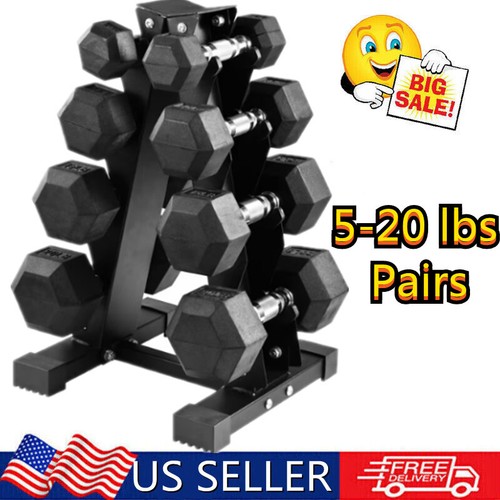 100LB Hex Dumbbell Set with A-Frame Rack 5-20 Lbs Pairs for Full Body Workout