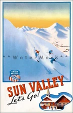 Sun Valley 1940 Idaho Winter Sports Vintage Poster Print Union Pacific Railroad