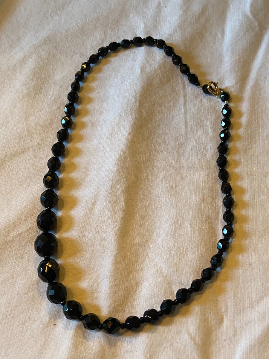 Short black shop bead necklace