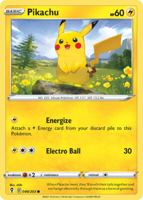 ポケモンカードゲーム Pikachu Pikachu 049/203 - Evolving Skies - Non-Holo Pokemon Card - Near