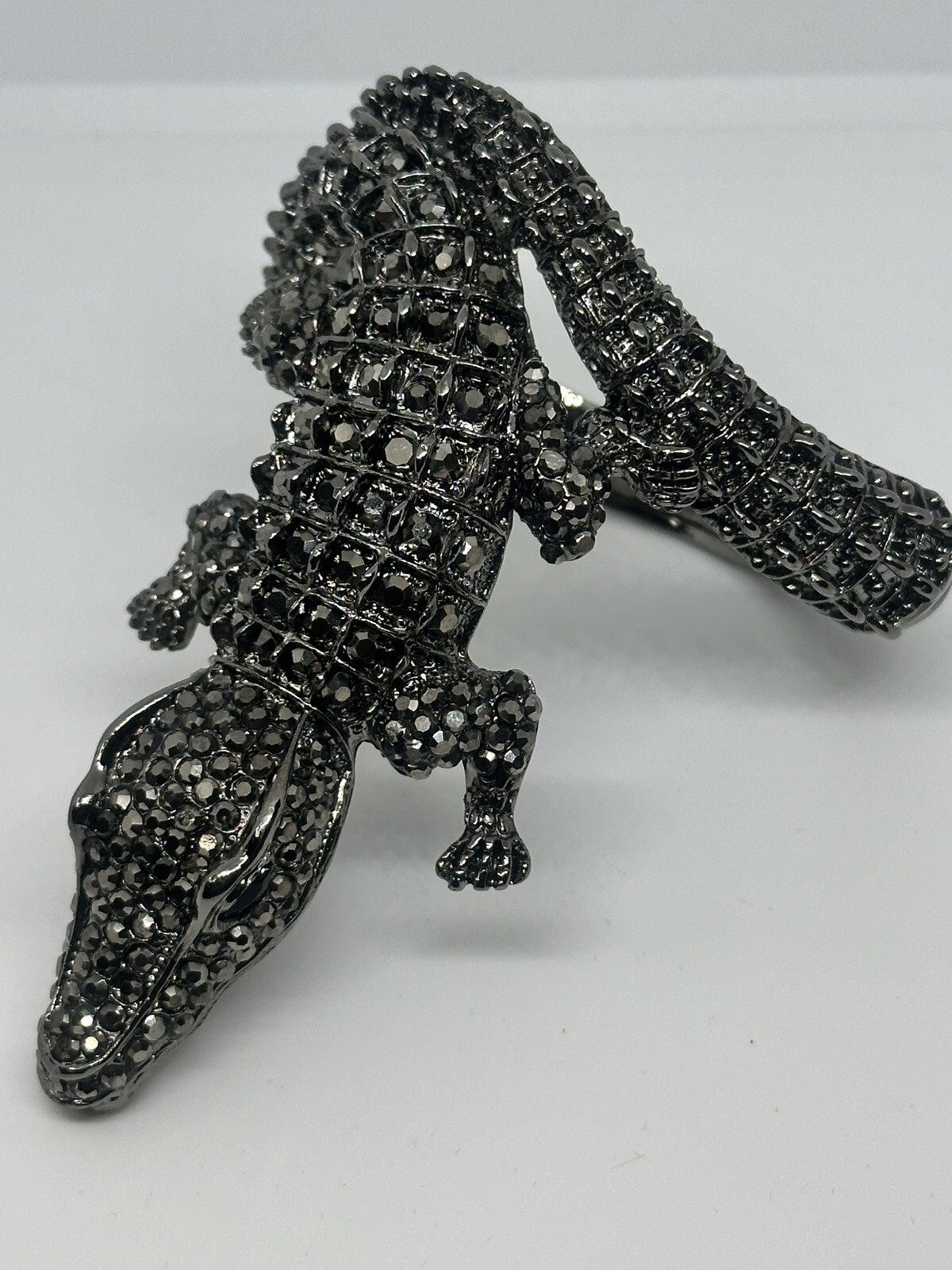 Large Crystal Rhinestone Hinge Bangle Bracelet Wr… - image 13