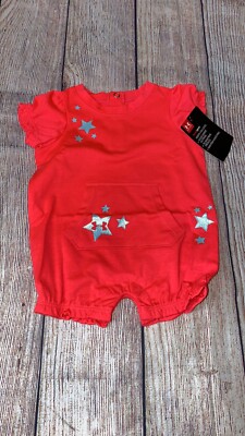 Under Armour 0-3 3-6 Or 18 Months Red Rage Starry Romper One Piece NEW 