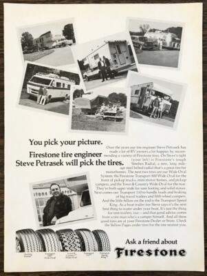 1977 Firestone RV Tires Print Ad Pick a Picture Engineer Steve Will Pick Tires
