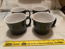 NEW -Royal Norfolk GRAY/ WHITE CERAMIC JUMBO (20 OZ)  SOUP / COFFEE MUG SET OF 4