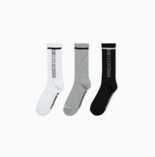 sz 6-12 Mens Converse 3-Pack Logo Crew Socks Blk/wht/grey 10028395-A01 NWT